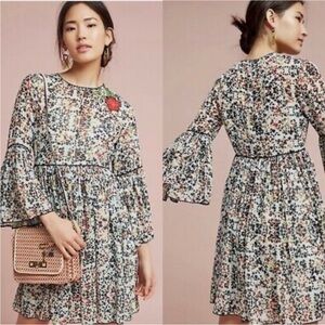 Anthropologie Bhanuni by Jyoti Libra Embroidered Floral Tunic Dress